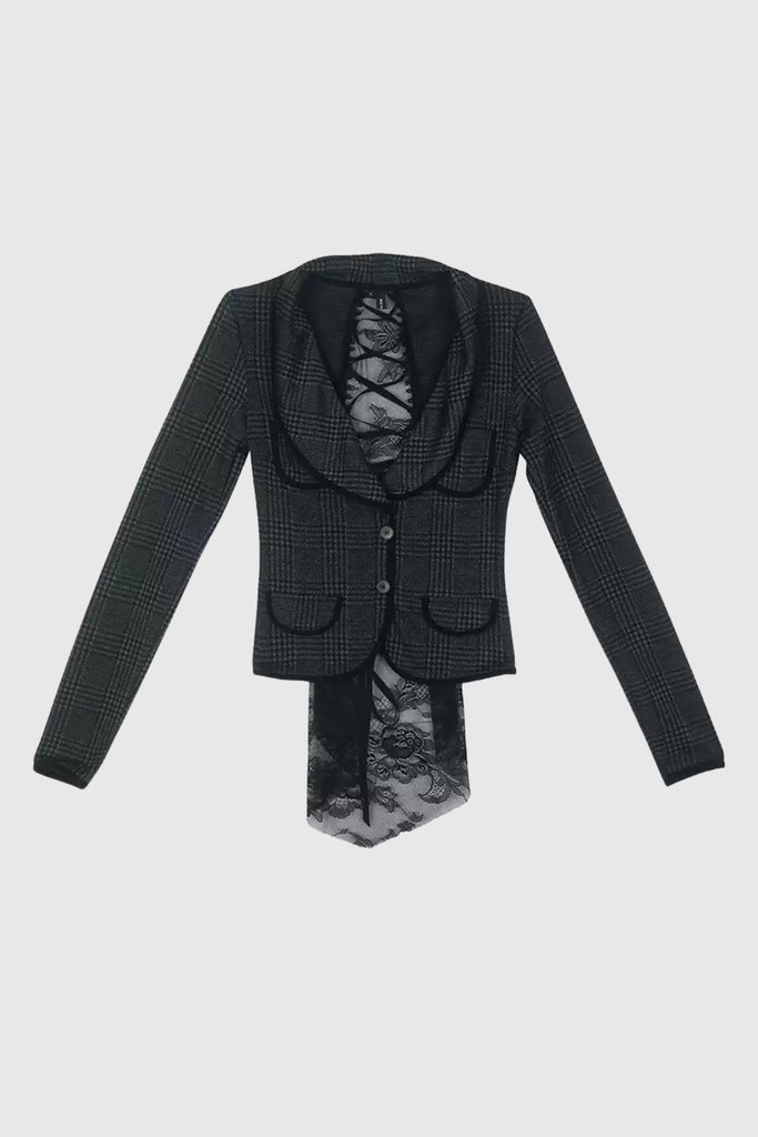 Shop  beautiful dress - Perfect for special occasions | Zafar Grid Lace Backless Lapel Skirt Set