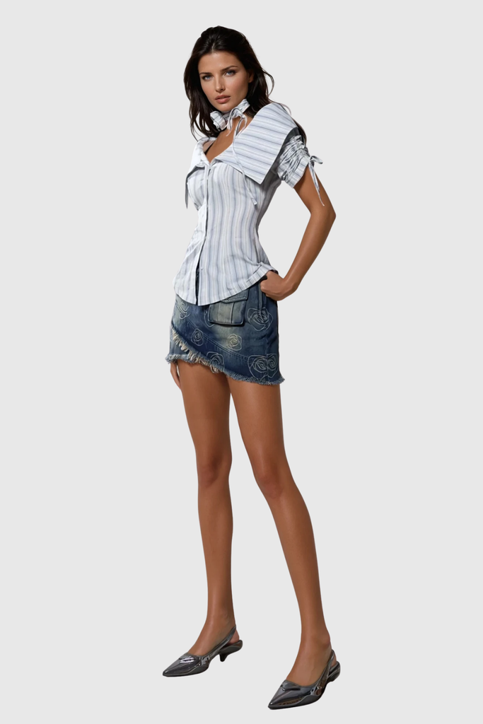 Zahi Stripe Off Shoulder Top - Stylish beautiful dress for special occasions | Buy Online