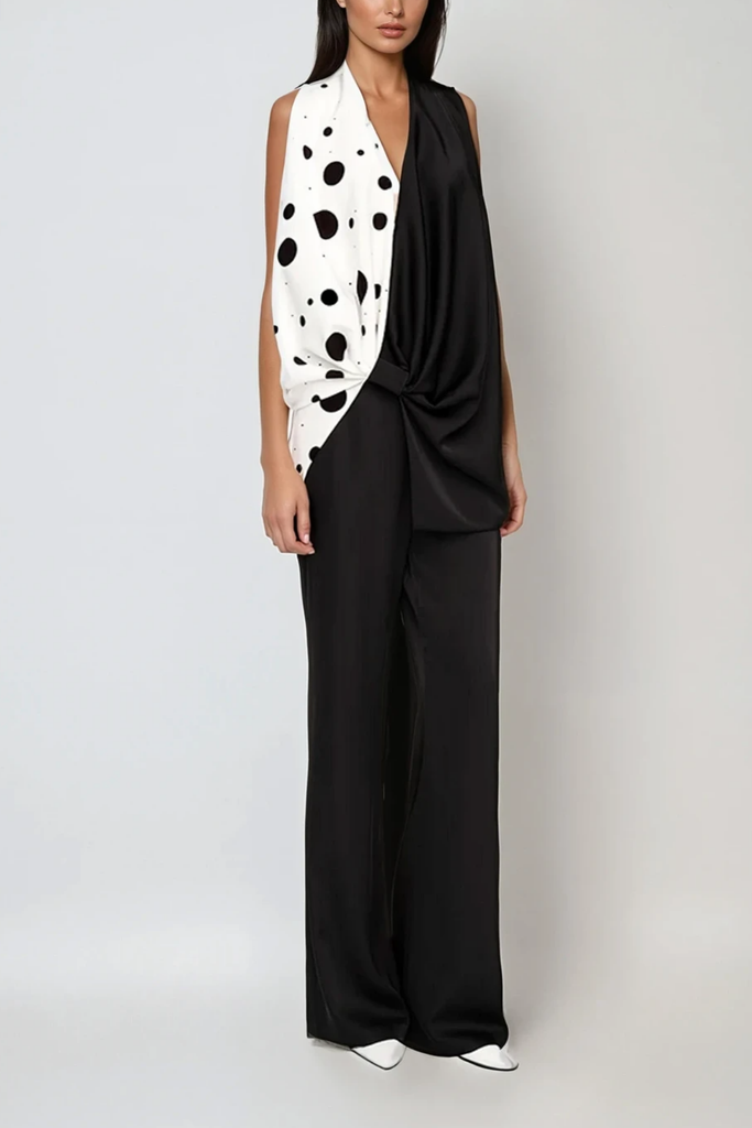 Stylish beautiful dress | Zahira Dot Deconstruct Halter Neck Top - Ideal for special occasions