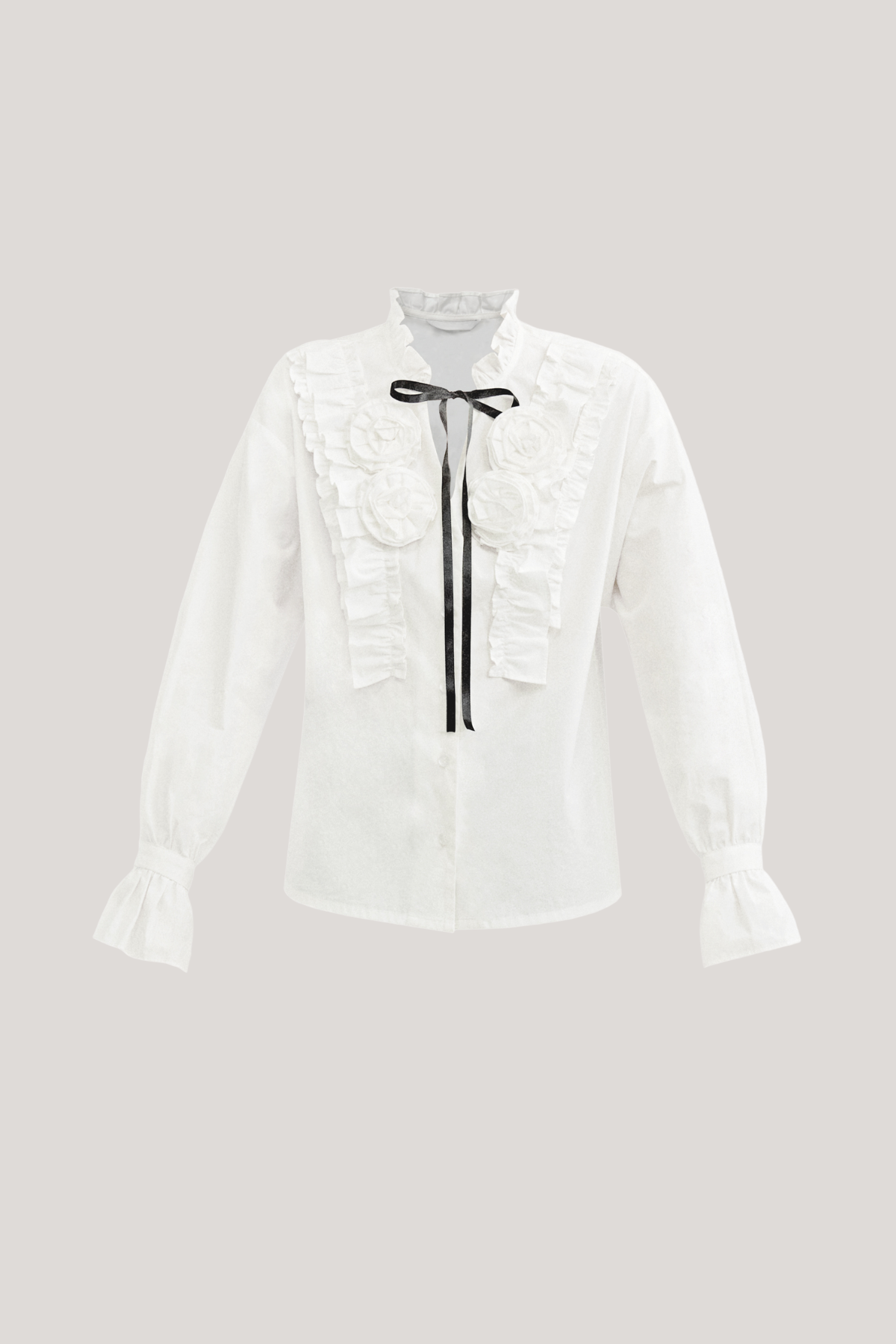 Zaire Flower Ruffle Long Sleeve Shirt