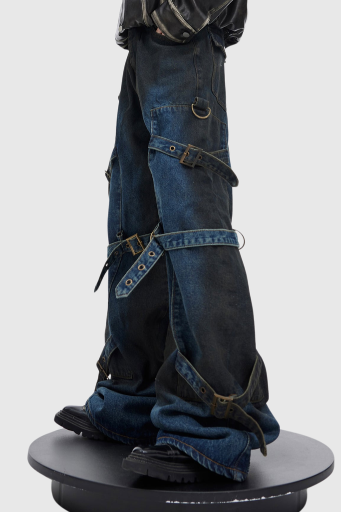 Zakiya Buckle Cargo Jeans - Stylish beautiful dress for special occasions | Buy Online