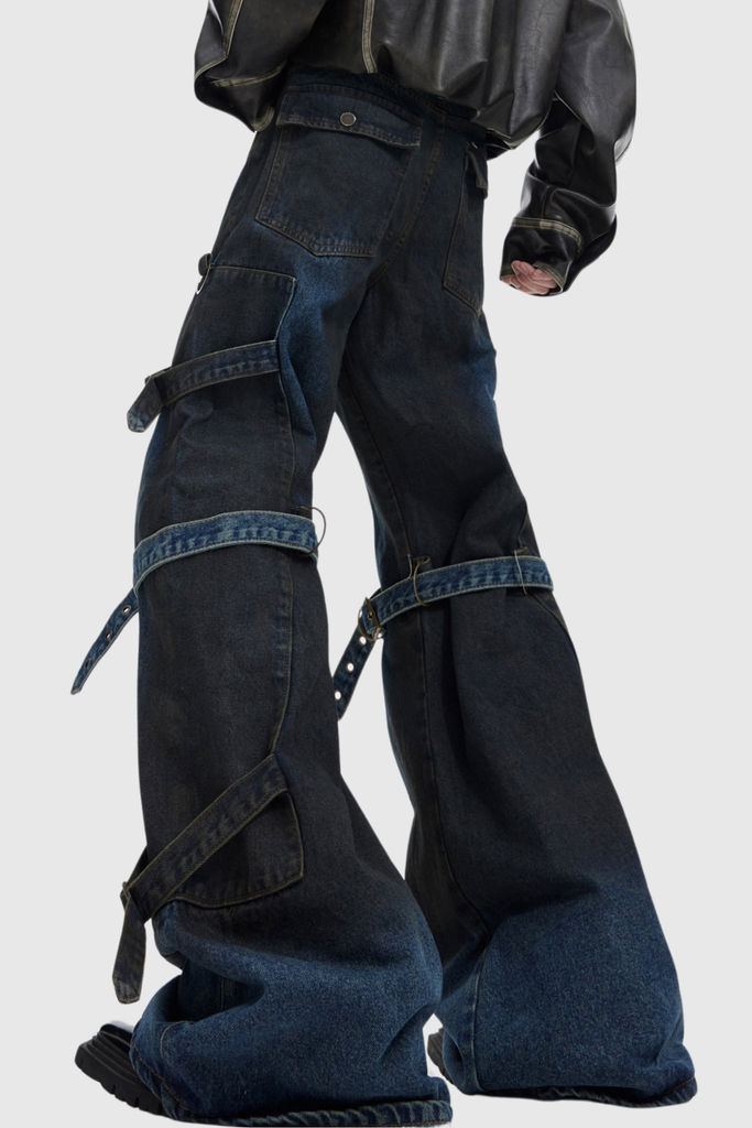 Zakiya Buckle Cargo Jeans - Stylish beautiful dress for special occasions | Buy Online