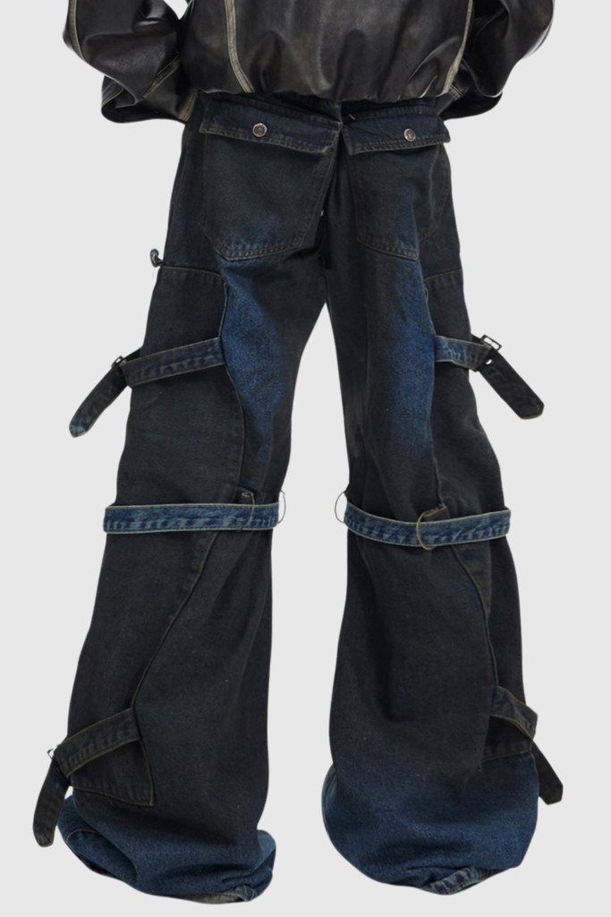 Zakiya Buckle Cargo Jeans - Stylish beautiful dress for special occasions | Buy Online