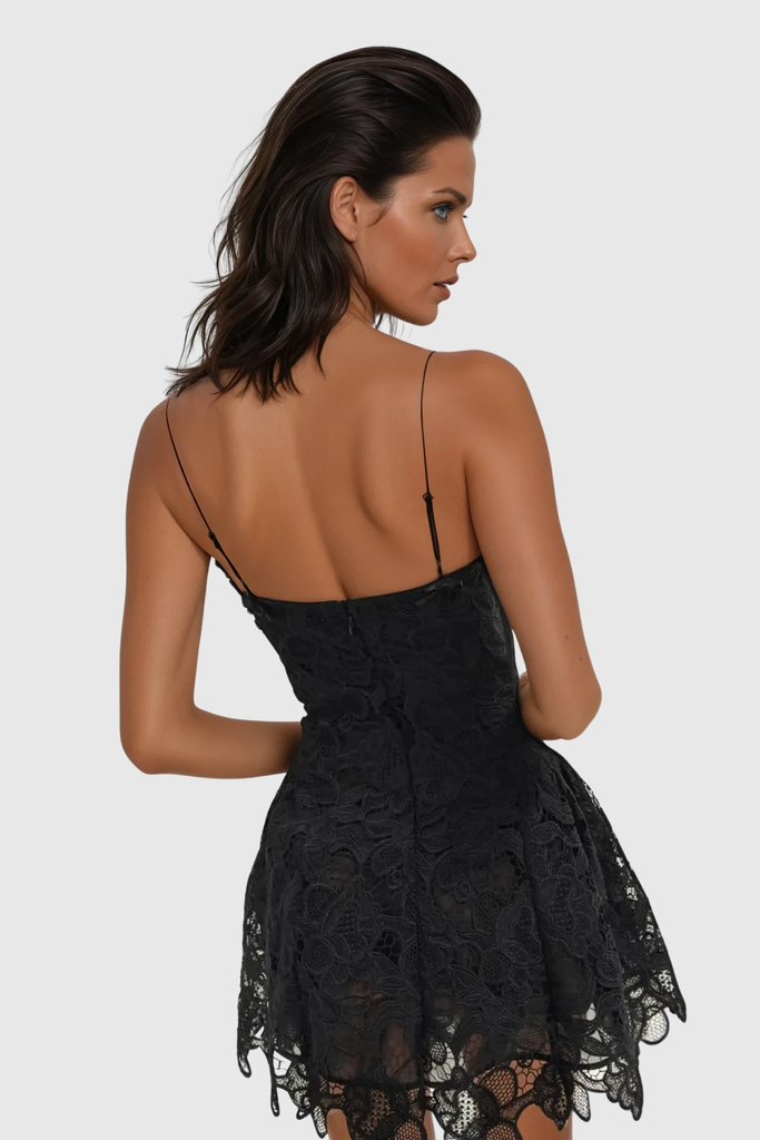 Shop  black dress - Perfect for special occasions | Zamira Spaghetti Lace Mini Dress In Black