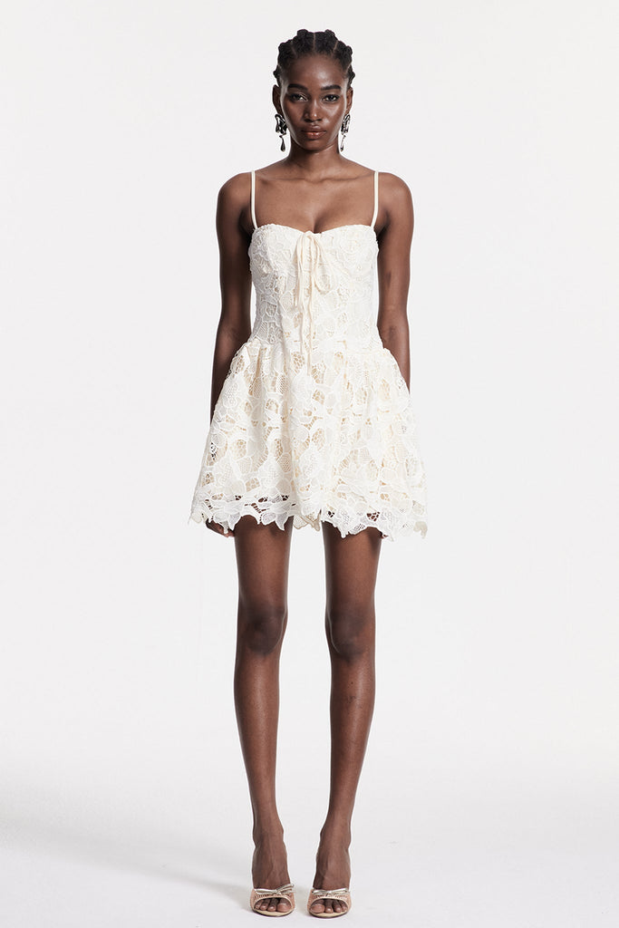 Stylish beautiful dress | Zamira Spaghetti Lace Mini Dress In Natural - Ideal for special occasions
