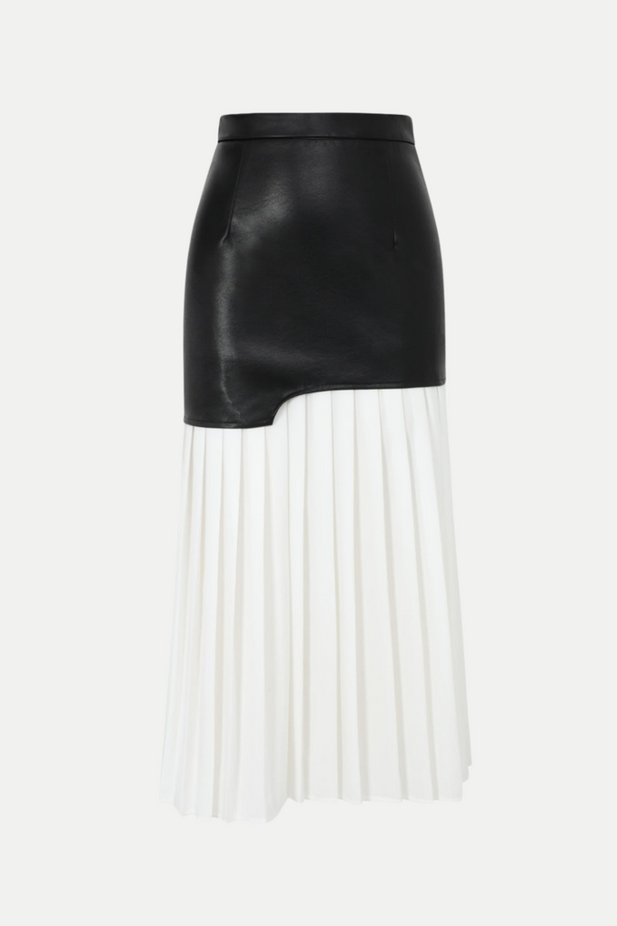 Zenobia Pleated Leather Midi Skirt - White - Stylish white midi for special occasions | Buy Online