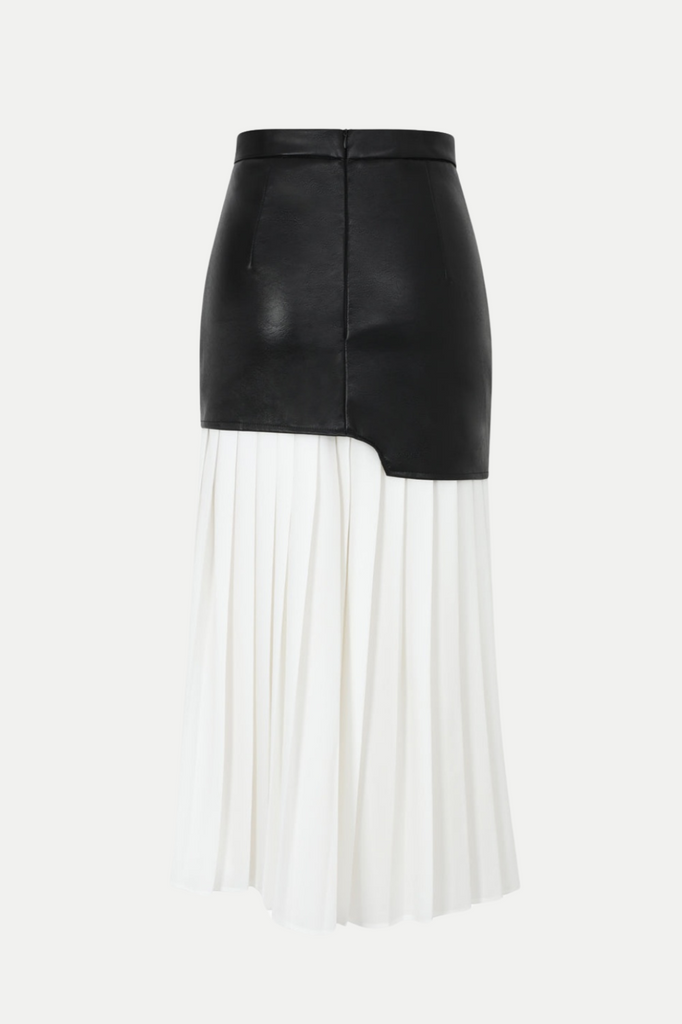 Stylish white midi | Zenobia Pleated Leather Midi Skirt - White - Ideal for special occasions