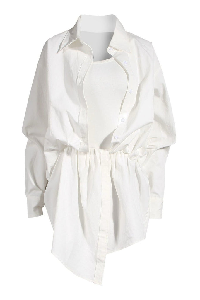 Shop  beautiful dress - Perfect for special occasions | Zephyrine Asymmetric Faux Two Piece Shirt