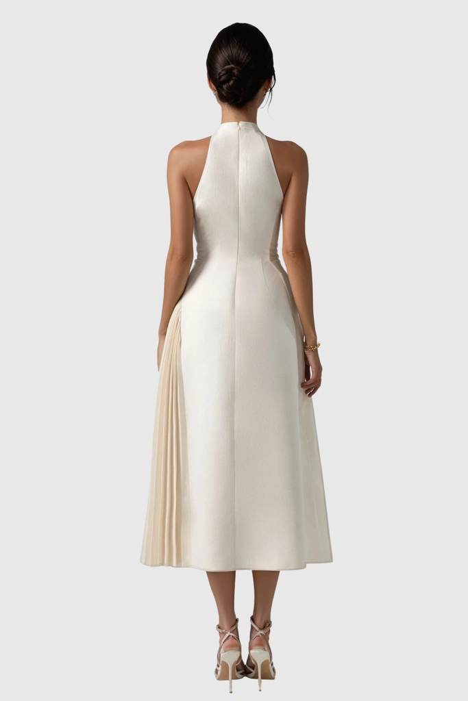 Stylish white dress | Zion Sleeveless Ruch Deconstruct  Maxi Dress In White - Ideal for special occasions