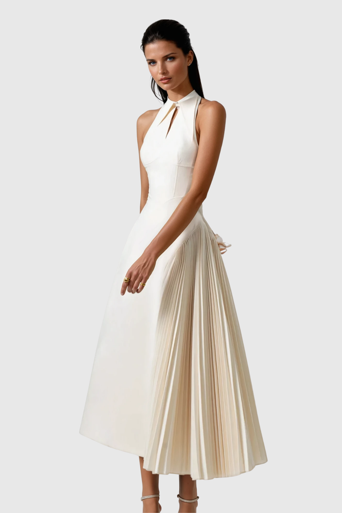 Stylish white dress | Zion Sleeveless Ruch Deconstruct  Maxi Dress In White - Ideal for special occasions