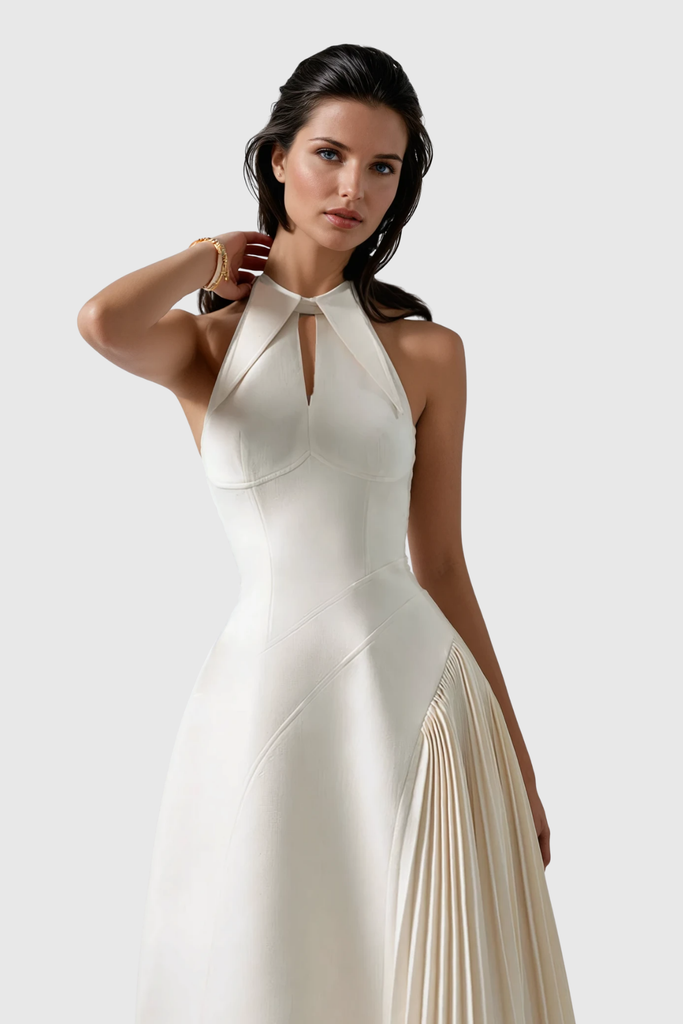 Stylish white dress | Zion Sleeveless Ruch Deconstruct  Maxi Dress In White - Ideal for special occasions