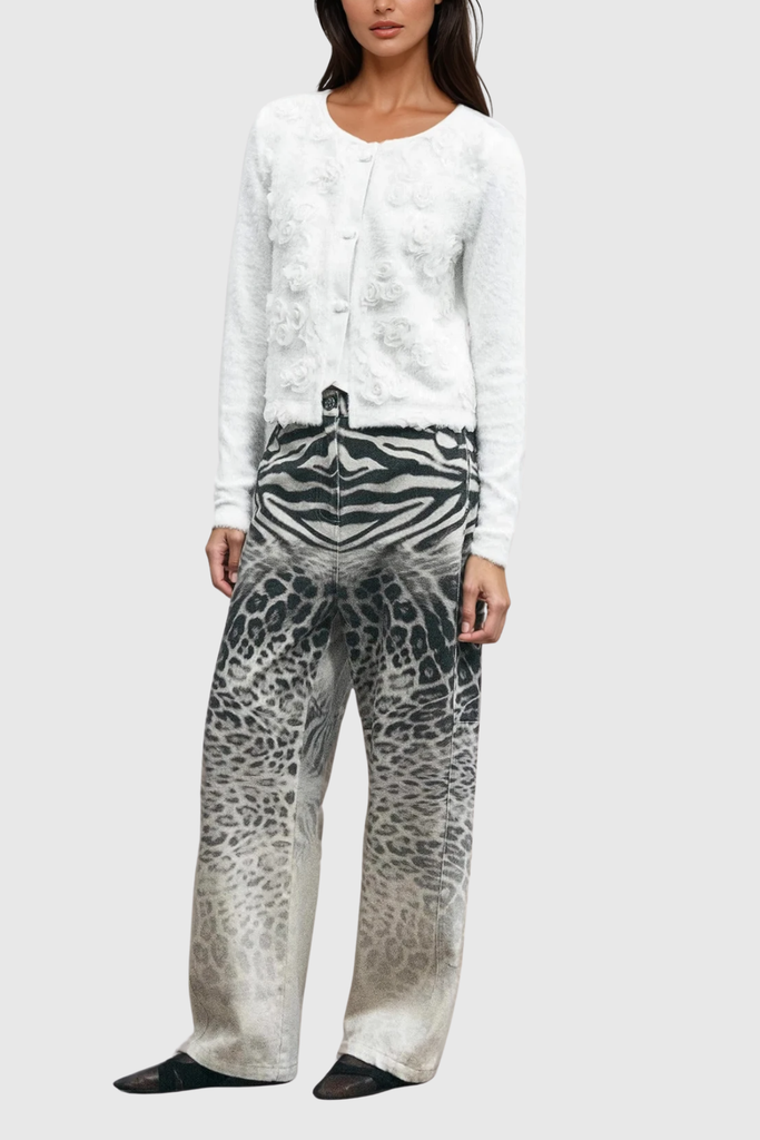 Zisel Leopard Straight Jeans - Stylish beautiful dress for special occasions | Buy Online