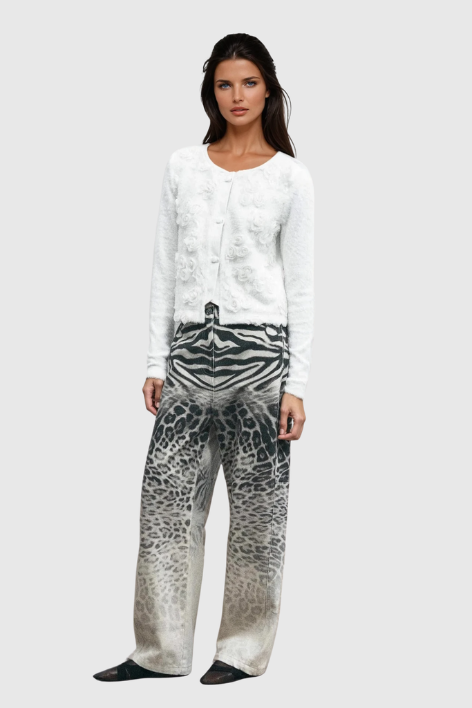 Stylish beautiful dress | Zisel Leopard Straight Jeans - Ideal for special occasions