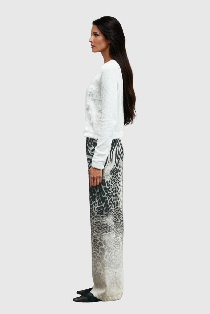 Stylish beautiful dress | Zisel Leopard Straight Jeans - Ideal for special occasions