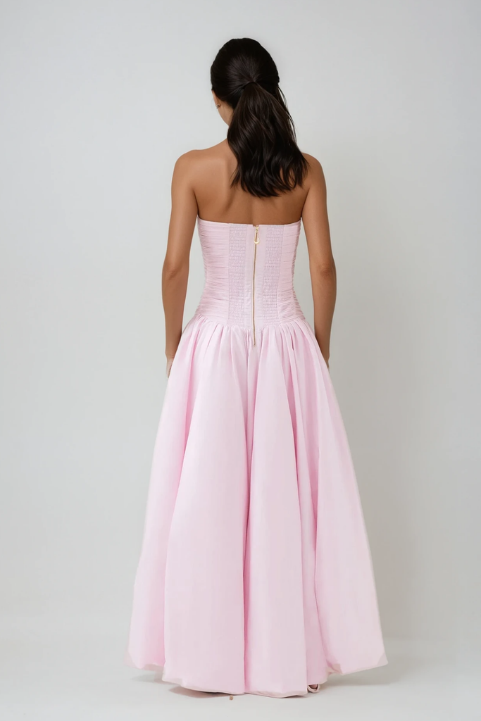 Ziska Strapless Split Ruffle Maxi Dress - Stylish beautiful dress for special occasions | Buy Online