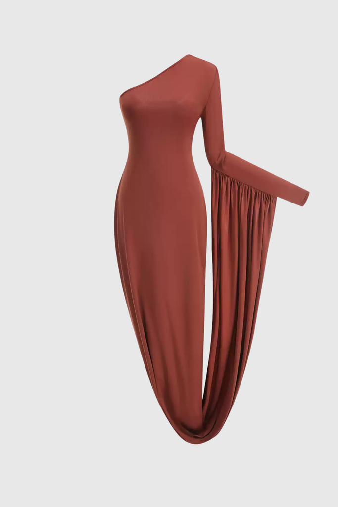 Zita One Shouder Ruch Maxi Dress - Stylish beautiful dress for special occasions | Buy Online