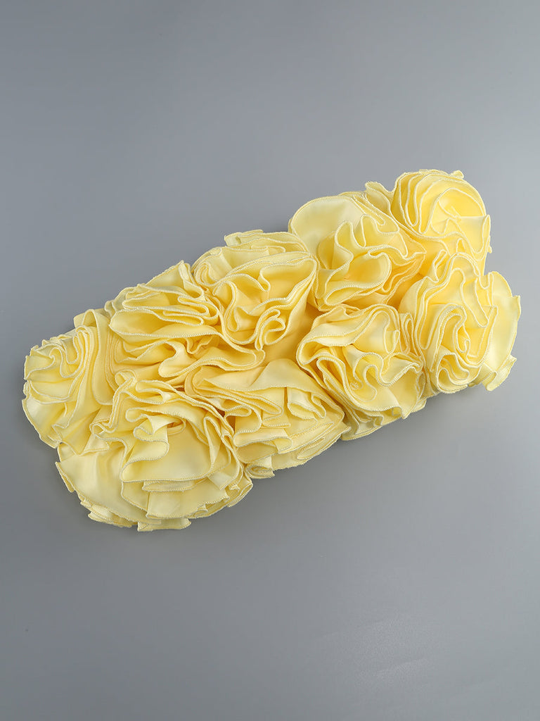 Stylish yellow mini | samantha flower embellished mini skirt corset set in yellow - Ideal for special occasions