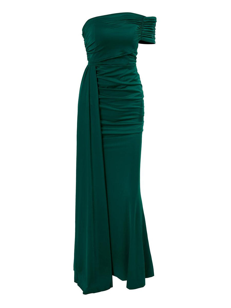 Stylish green dress | Draping Emerald Green Dress - Ideal for special occasions