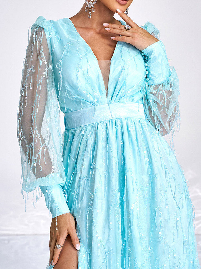 Stylish beautiful dress | Sequin Fringed Bowknot Prom Dress - Ideal for special occasions