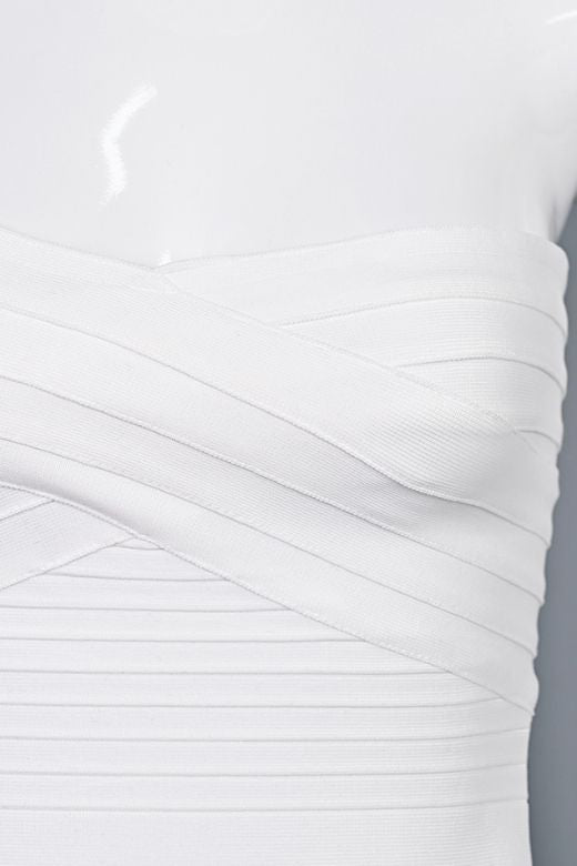 Aaliyah Bandage Mini Dress - White Pearl - Stylish white dress for special occasions | Buy Online
