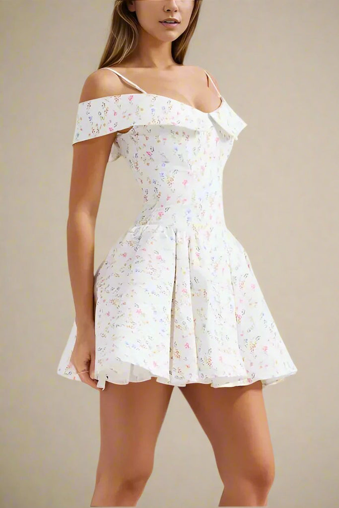 Stylish white dress | Allanah Bodycon Day Mini Dress - White Pearl - Ideal for special occasions