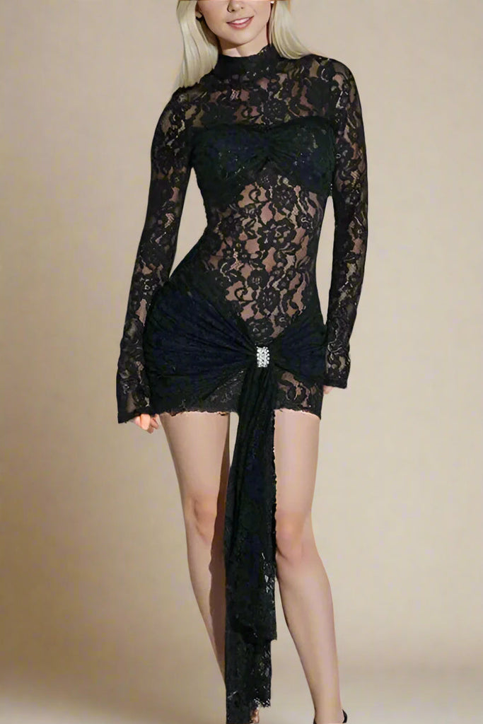 Stylish black dress | Andie Long Sleeve Bodycon Mini Dress - Classic Black - Ideal for special occasions