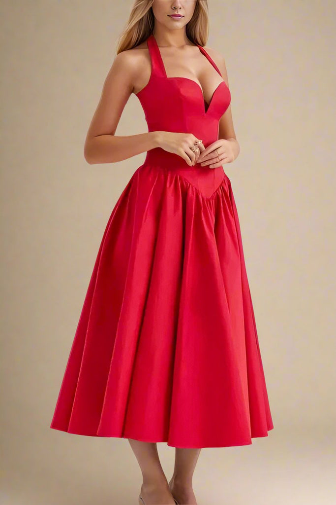 Anita Bodycon Midi Dress - Lipstick Red - Stylish red dress for special occasions | Buy Online