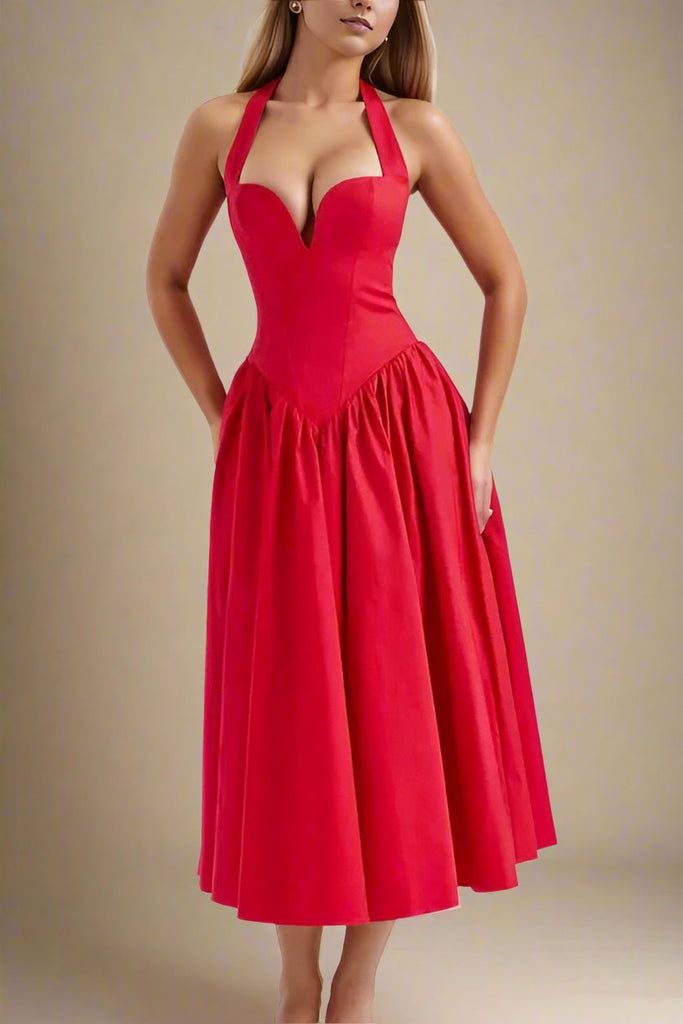 Stylish red dress | Anita Bodycon Midi Dress - Lipstick Red - Ideal for special occasions