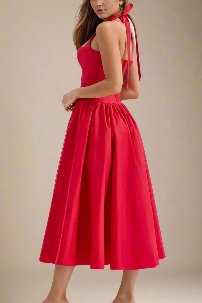 Anita Bodycon Midi Dress - Lipstick Red - Stylish red dress for special occasions | Buy Online