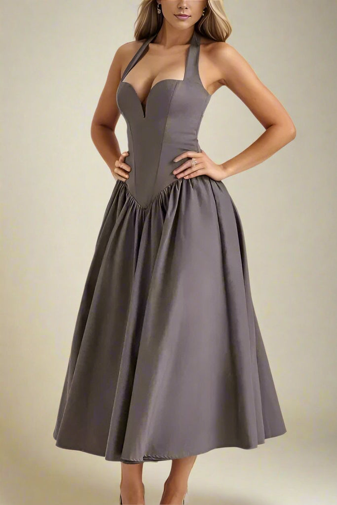 Anita Bodycon Midi Dress - Steel Grey - Stylish beautiful dress for special occasions | Buy Online