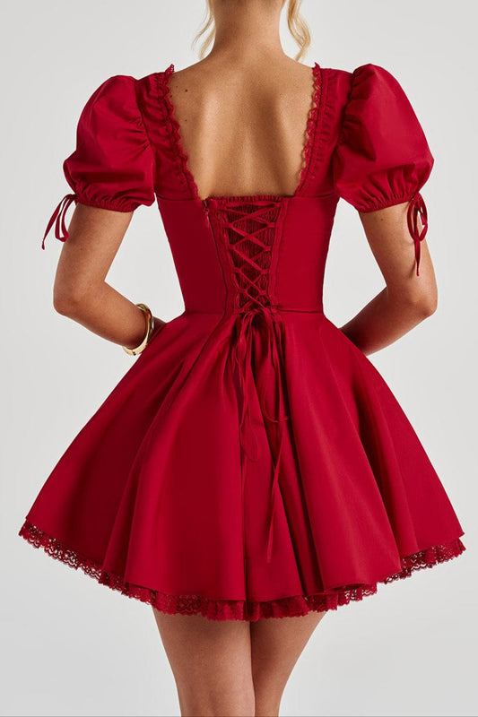 nicole lace trim Mini Dress - Red