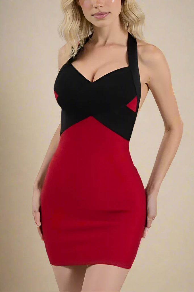 Audrey Bandage Mini Dress - Cherry Red - Stylish red dress for special occasions | Buy Online