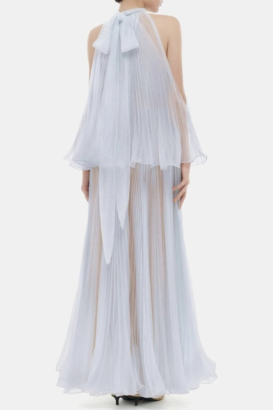 georgia Sleeveless Pleated Maxi Dress - Blue