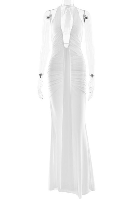Bella Bodycon Wrap Maxi Dress - White Pearl - Stylish white dress for special occasions | Buy Online
