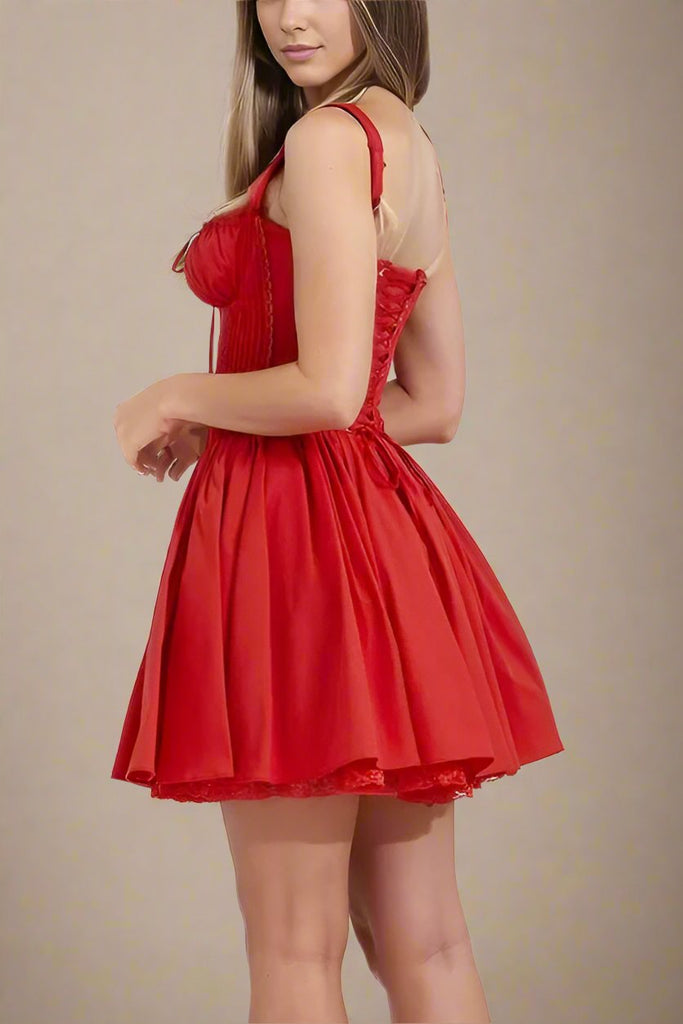 Belle Bodycon Mini Dress - Lipstick Red - Stylish red dress for special occasions | Buy Online