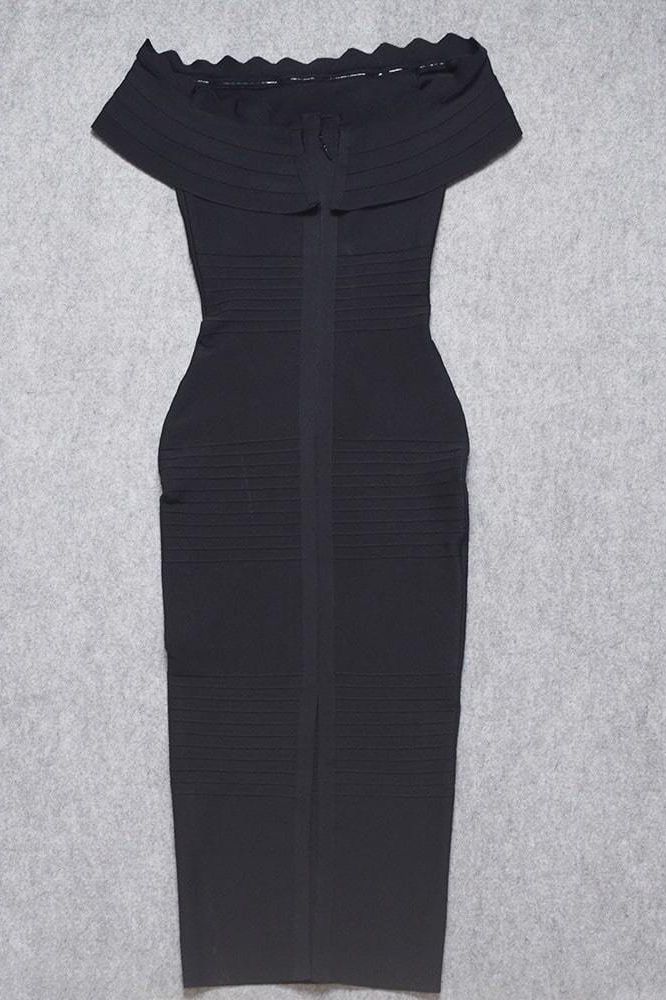Billie Bandage Midi Dress - Classic Black - Stylish black dress for special occasions | Buy Online