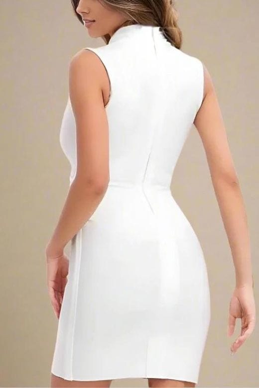 Shop  white dress - Perfect for special occasions | Blaire Bandage Mini Dress - White Pearl