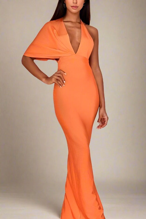 Shop  orange dress - Perfect for special occasions | Blake Bandage Maxi Dress - Apricot Orange