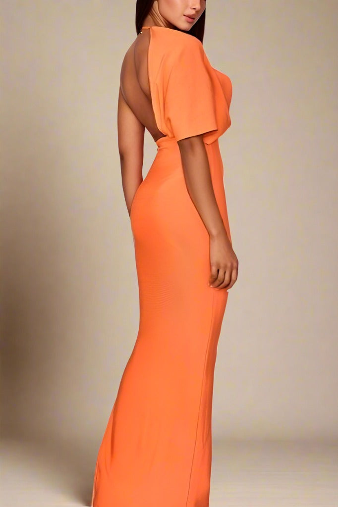 Stylish orange dress | Blake Bandage Maxi Dress - Apricot Orange - Ideal for special occasions