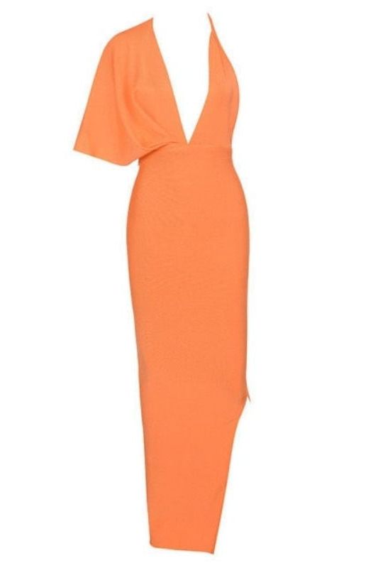 Shop  orange dress - Perfect for special occasions | Blake Bandage Maxi Dress - Apricot Orange