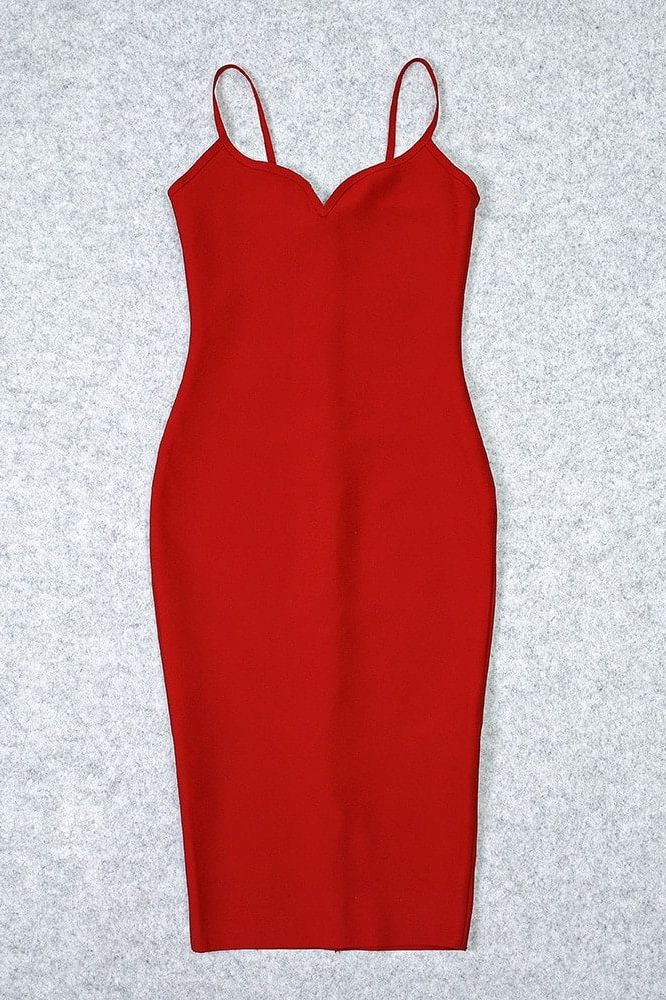 Blanche Bandage Midi Dress - Lipstick Red - Stylish red dress for special occasions | Buy Online