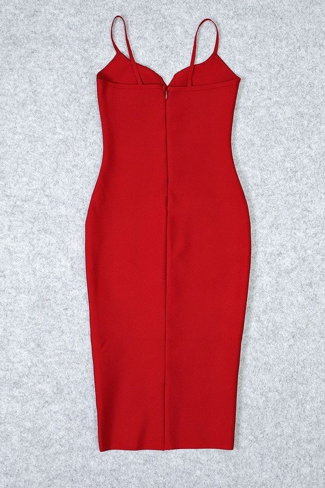 Blanche Bandage Midi Dress - Lipstick Red - Stylish red dress for special occasions | Buy Online