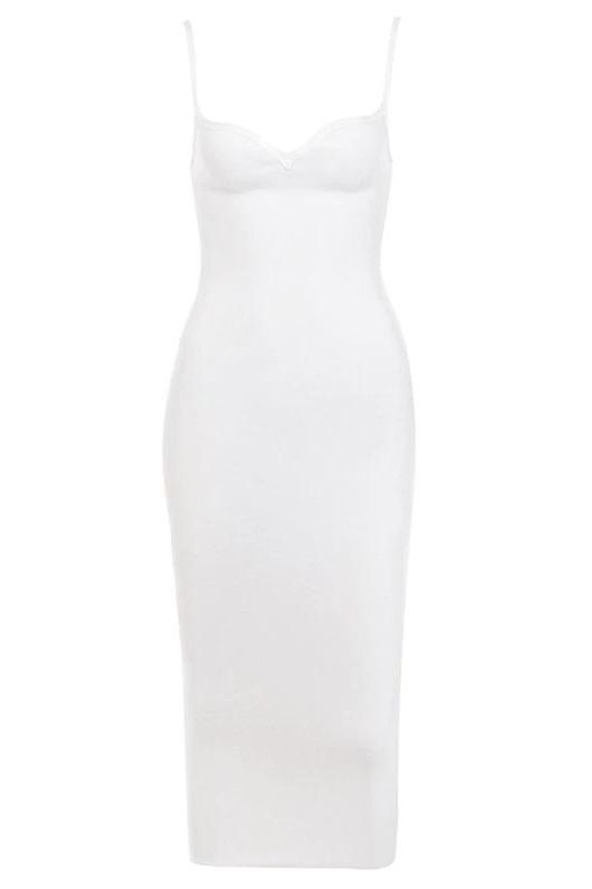 Shop  white dress - Perfect for special occasions | Blanche Bandage Midi Dress - White Pearl