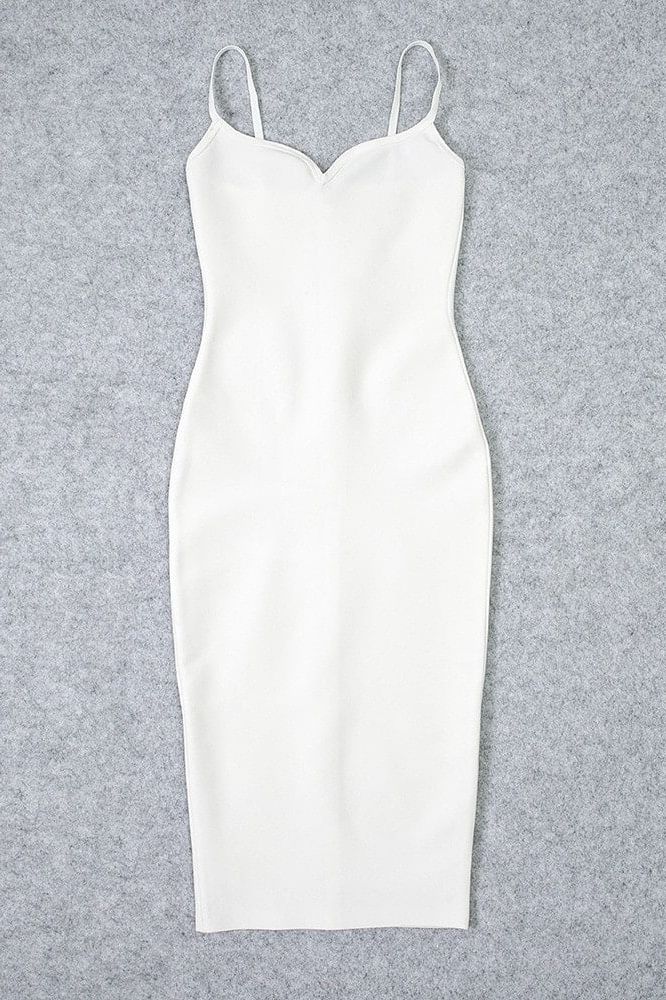 Blanche Bandage Midi Dress - White Pearl - Stylish white dress for special occasions | Buy Online