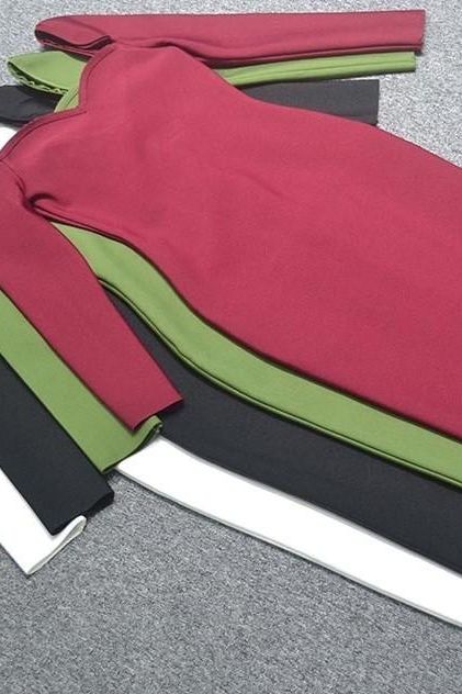 Shop  green dress - Perfect for special occasions | Blanche Long Sleeve Bandage Midi Dress - Olive Green