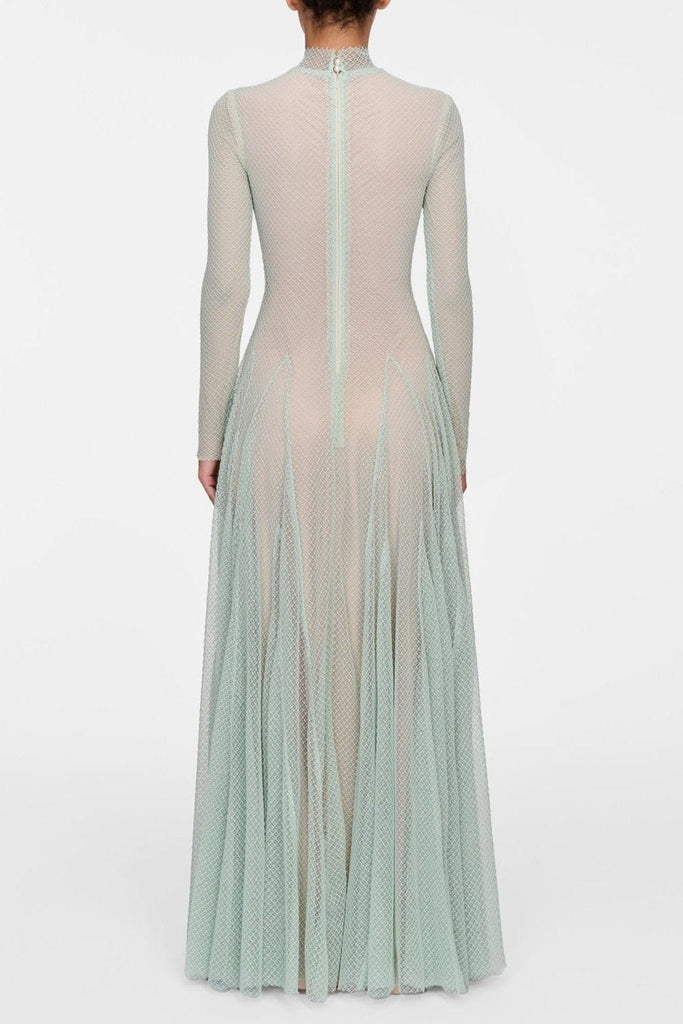 Stylish beautiful dress | sabrina mint mesh long sleeve slim maxi dress - Ideal for special occasions