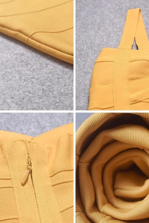 Stylish yellow dress | Heidi Bandage Midi Dress - Mustard Yellow - Ideal for special occasions