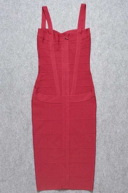 Stylish red dress | Heidi Bandage Midi Dress - Red Wine - Ideal for special occasions