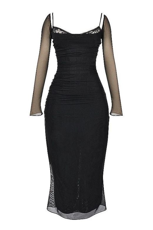 Stylish black dress | Brianna Bodycon Long Sleeve Maxi Dress - Classic Black - Ideal for special occasions