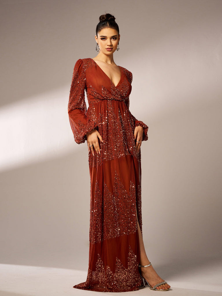 Shop  beautiful dress - Perfect for special occasions | Sexy V-neck Slit Sequin Prom Dress